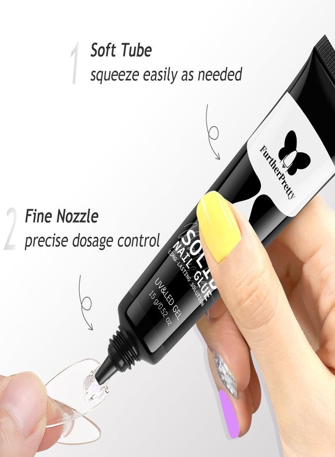 Furtherpretty Solid Nail Glue Gel Kit with UV Lamp, 15ml Gel Glue for Nails Super Strong Adhesive for Press On Nails Fake Nail Tips, Professional Salon & Home Manicure Supplies-uñas de Gel para pegar - Image 4